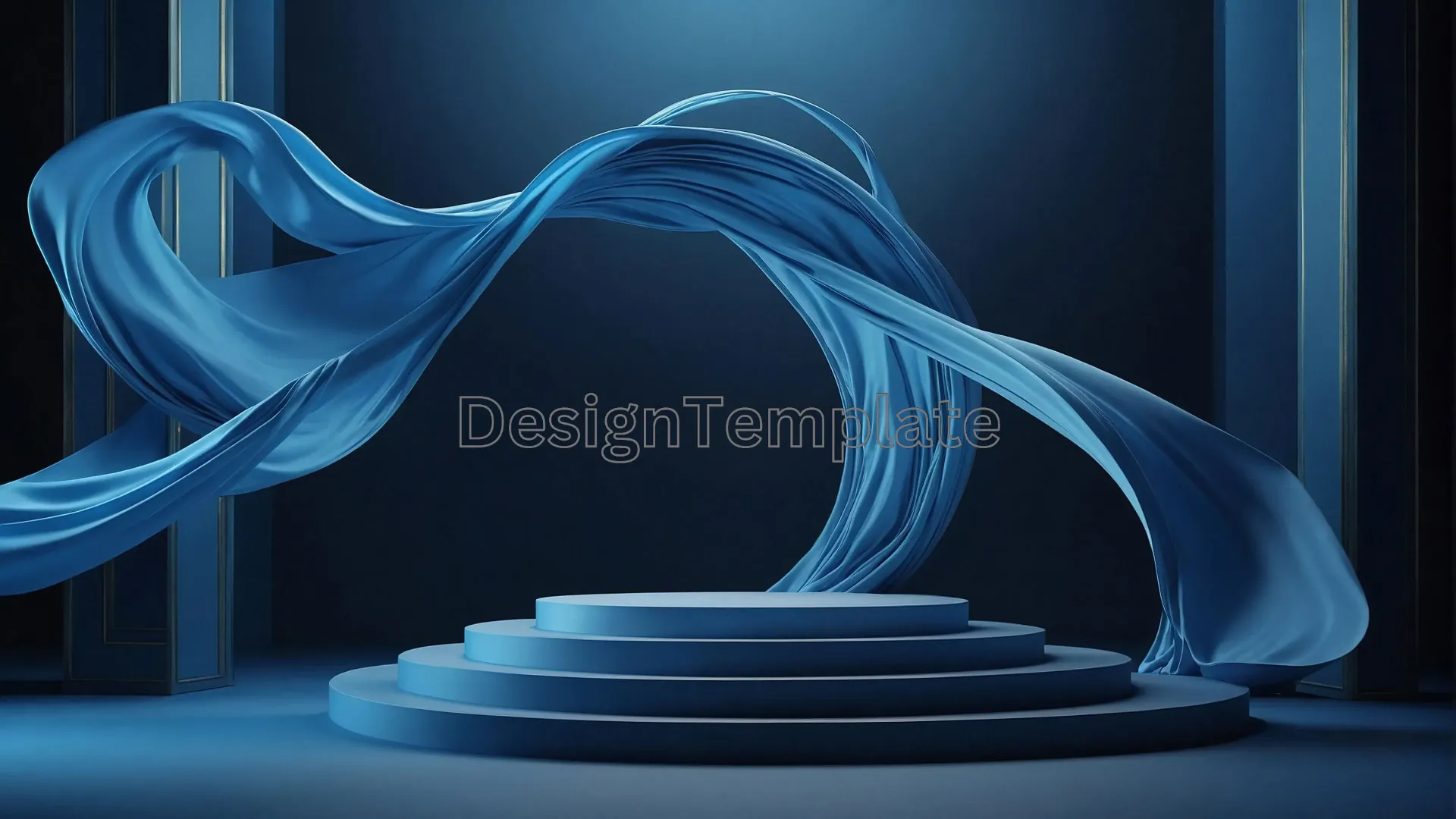 Dynamic 3D Podium with Luxury Flying Cloth Photo image